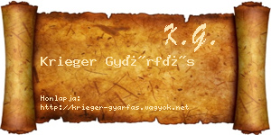 Krieger Gyárfás névjegykártya