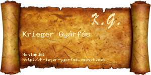 Krieger Gyárfás névjegykártya